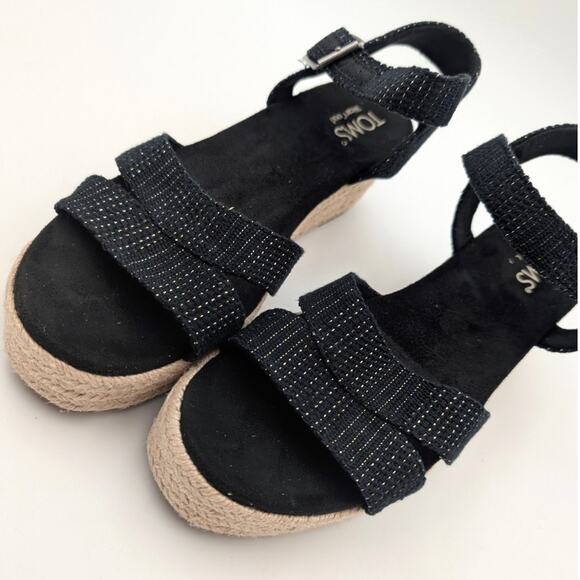 Toms Audrey Espadrille Platform Wedge Sandal Women's Black Size US8 EU38.5 - Picture 10 of 10